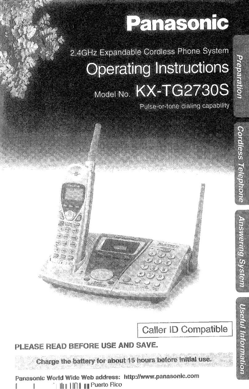 Panasonic KX-TG2730S - 2.4 GHz DSS Expandable Cordless... operating instructions