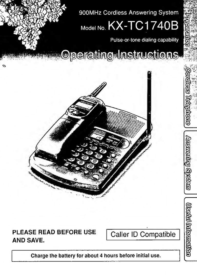 Panasonic KX-TC1740B - 900 MHz Analog Cordless... operating instructions
