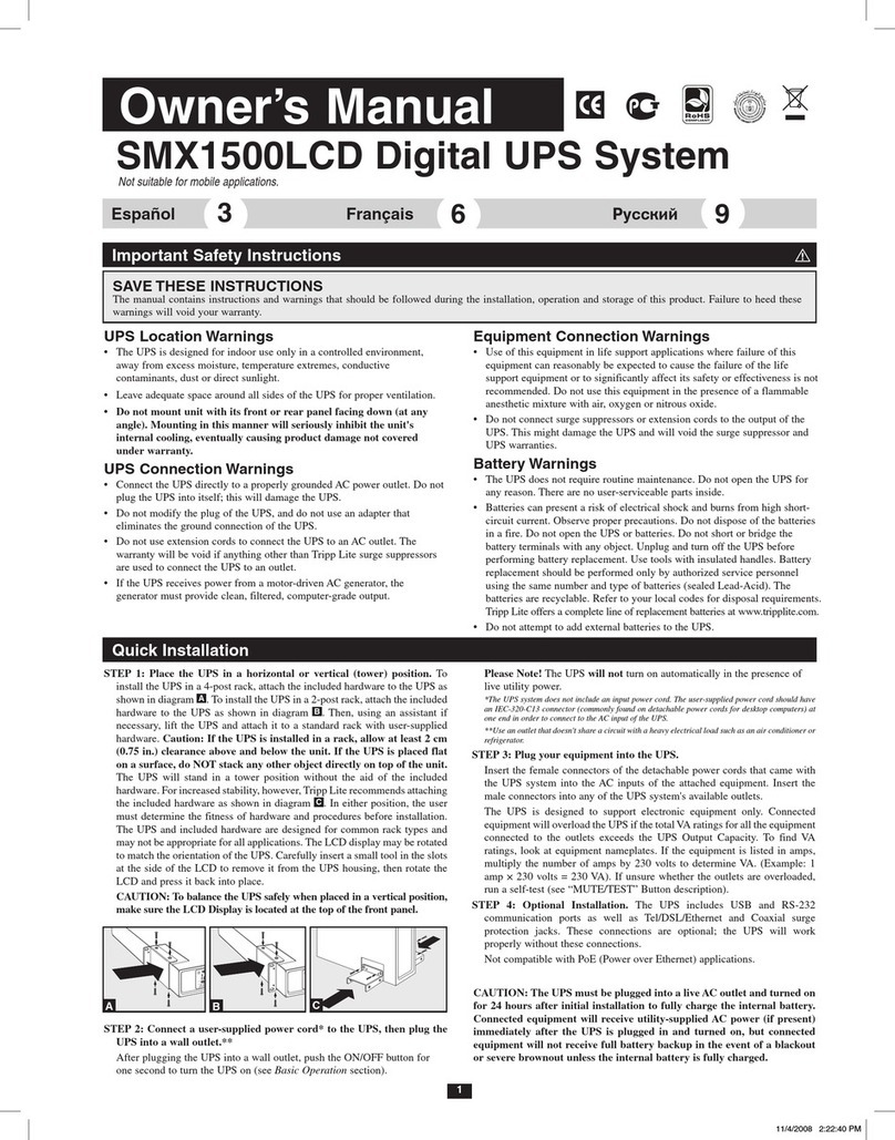 Tripp Lite SMX1500LCD User manual