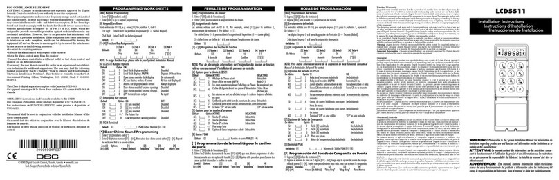 DSC PowerSeries LCD5511 Quick start guide