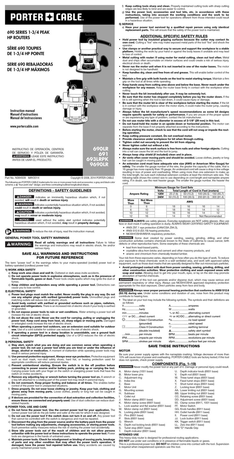 Porter-Cable 690LR instruction manual