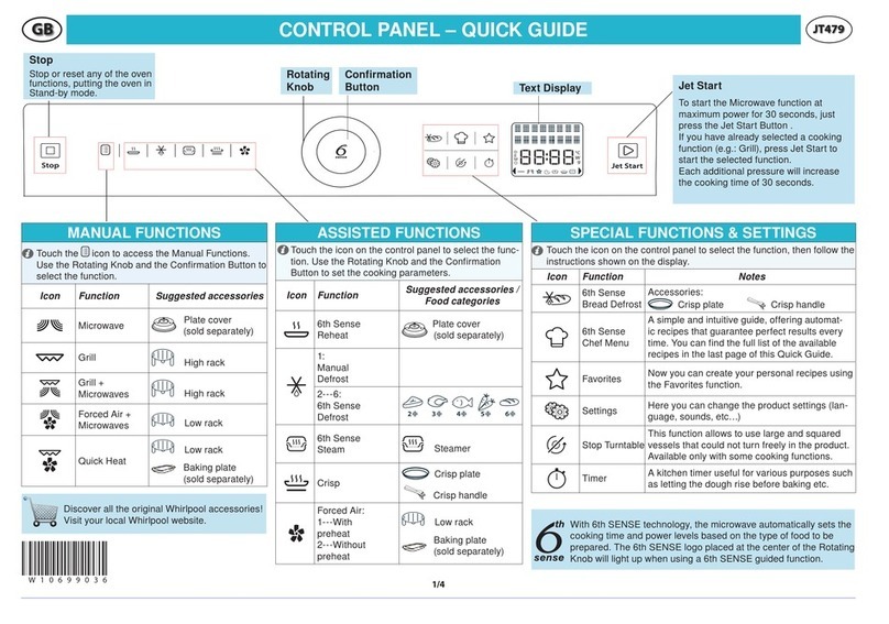 Whirlpool JT479 quick guide