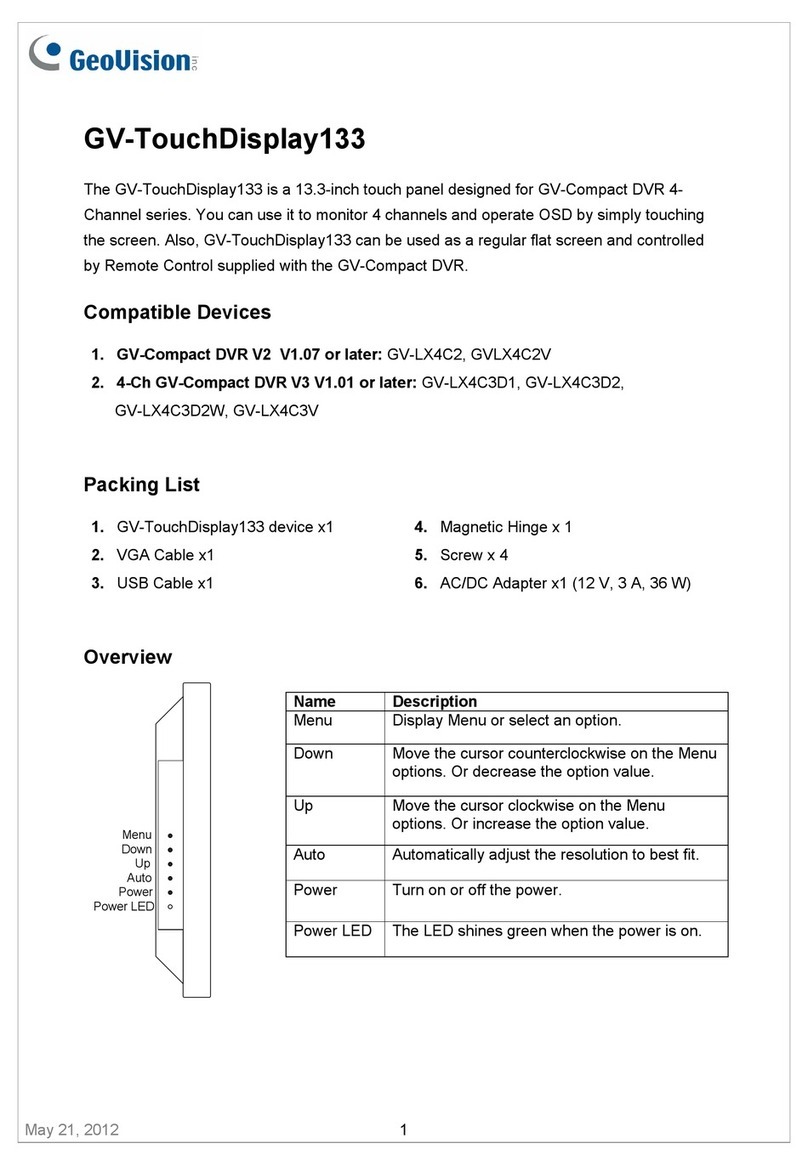 GeoVision GV-TouchDisplay133 user guide