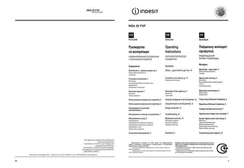 Indesit NBA 20 FNF operating instructions