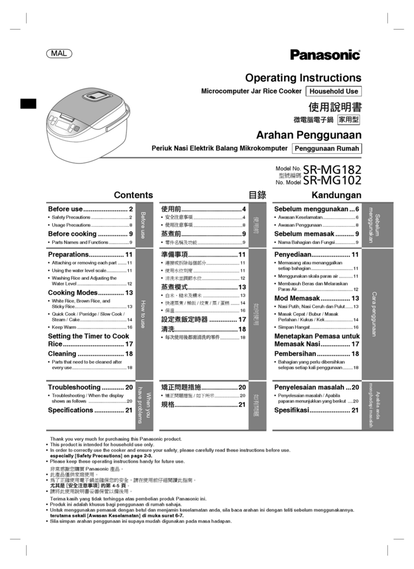 Panasonic SR-MG182 User manual