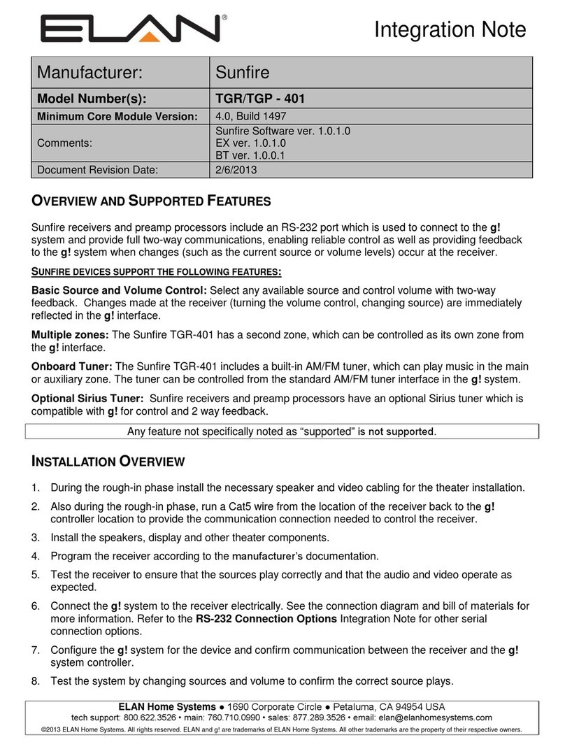 Sunfire TGR-401 Quick start guide