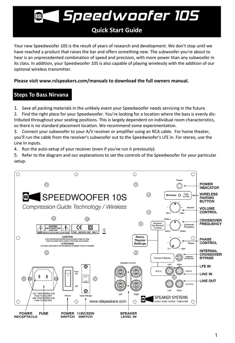 RSL Speedwoofer 10S quick start guide
