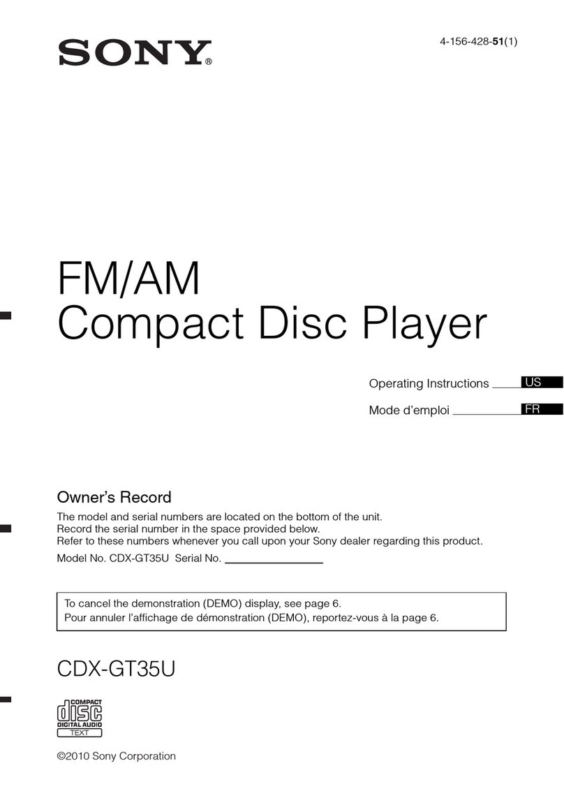 Sony CDX-GT35U - Fm/am Compact Disc Player operating instructions