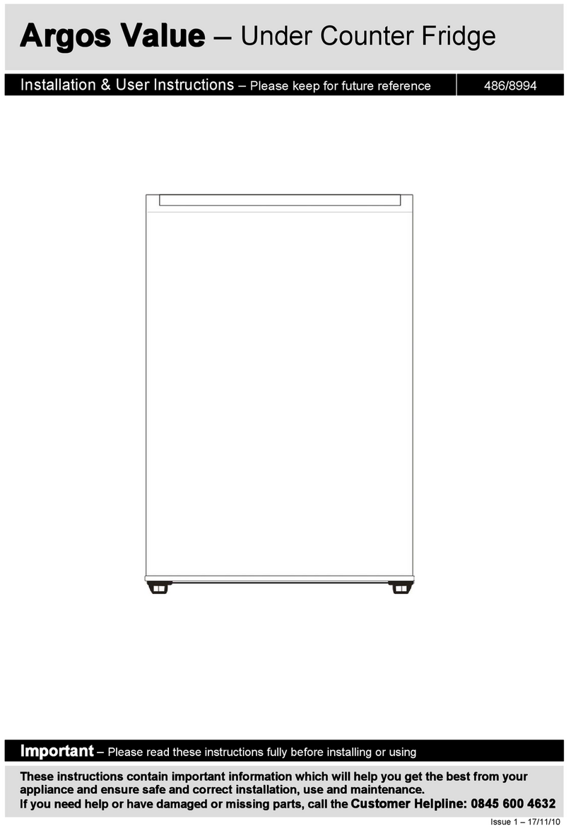 Argos AAFR5084W Installation & user's instructions