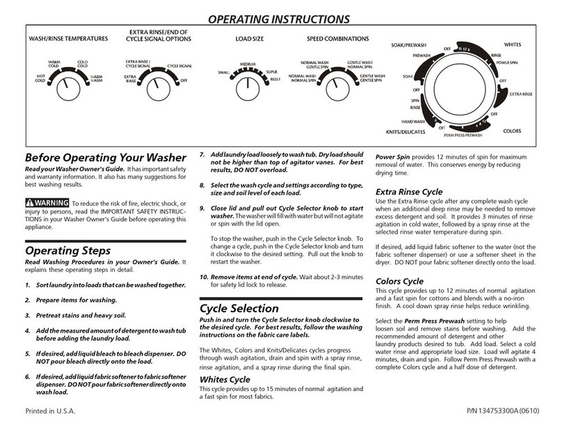 Frigidaire GLWS1749FS User manual