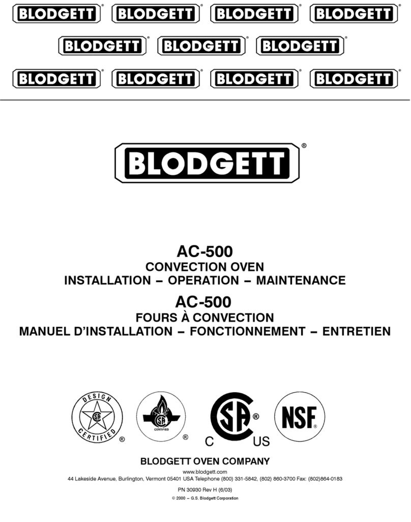 Blodgett AC-500 XCEL Owner's manual Blodgett AC-500 XCEL Owner's manual