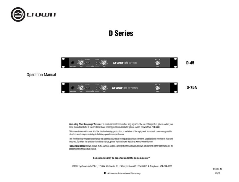 Crown D Series User manual