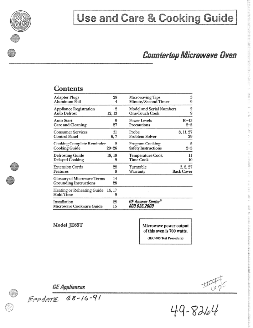 GE JE85T Use and care & cooking guide