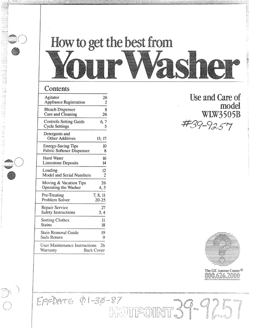 Hotpoint WLV3505B Use and care