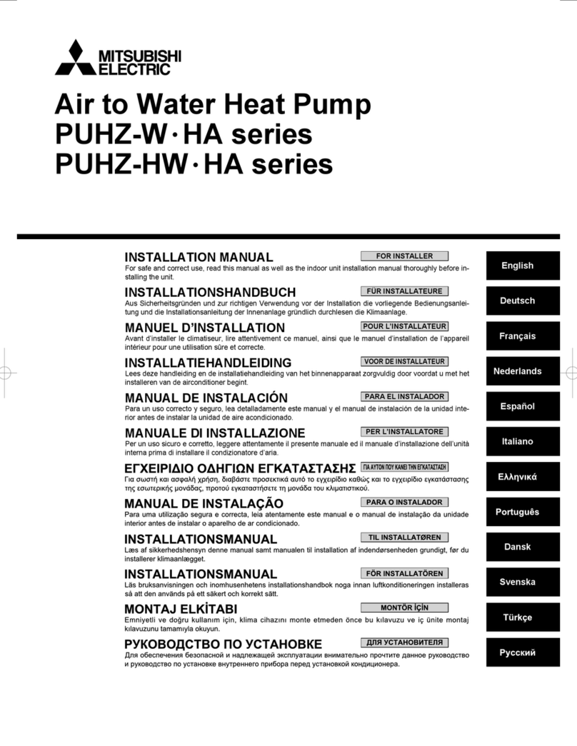 Mitsubishi PUHZ-W*HA series installation manual Mitsubishi PUHZ-W*HA series installation manual