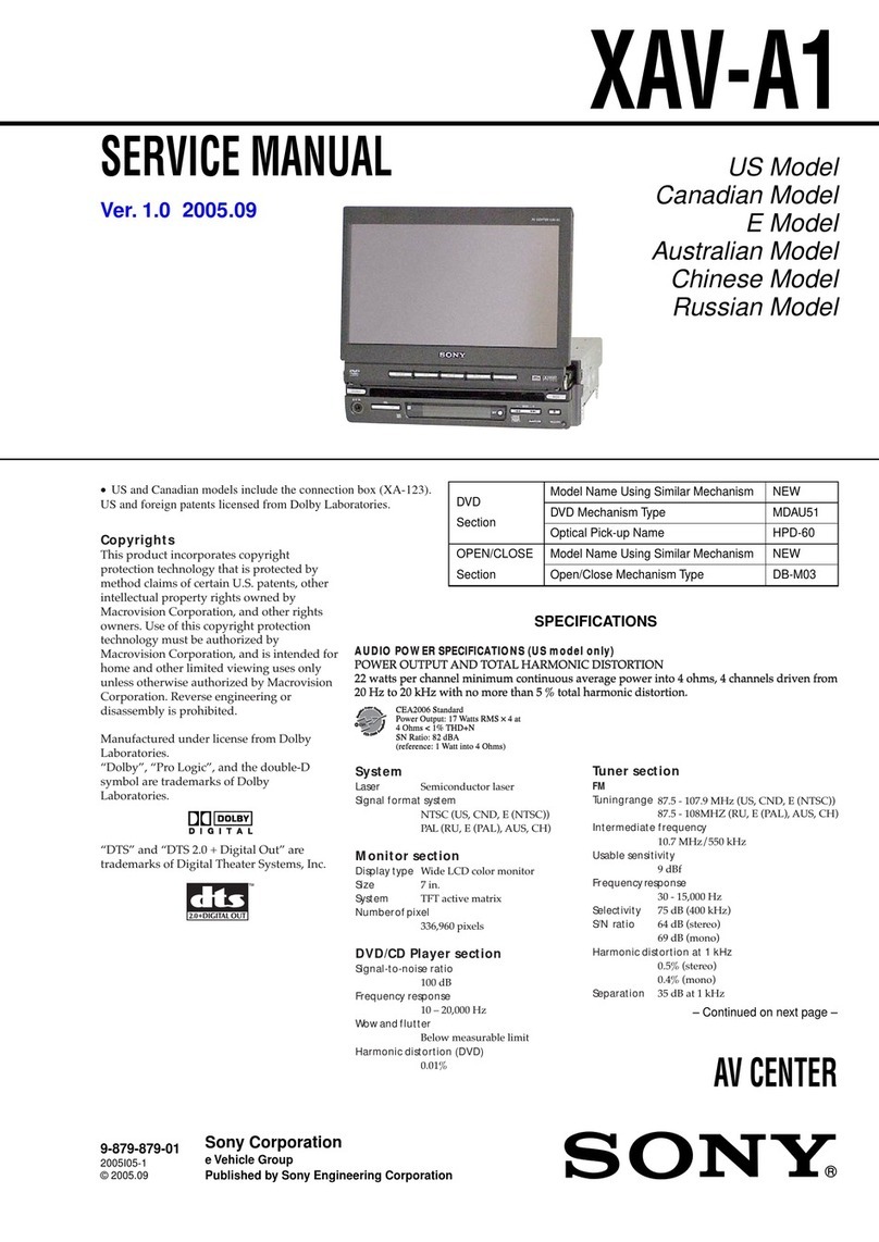 Sony XAV-A1 - Av Center User manual