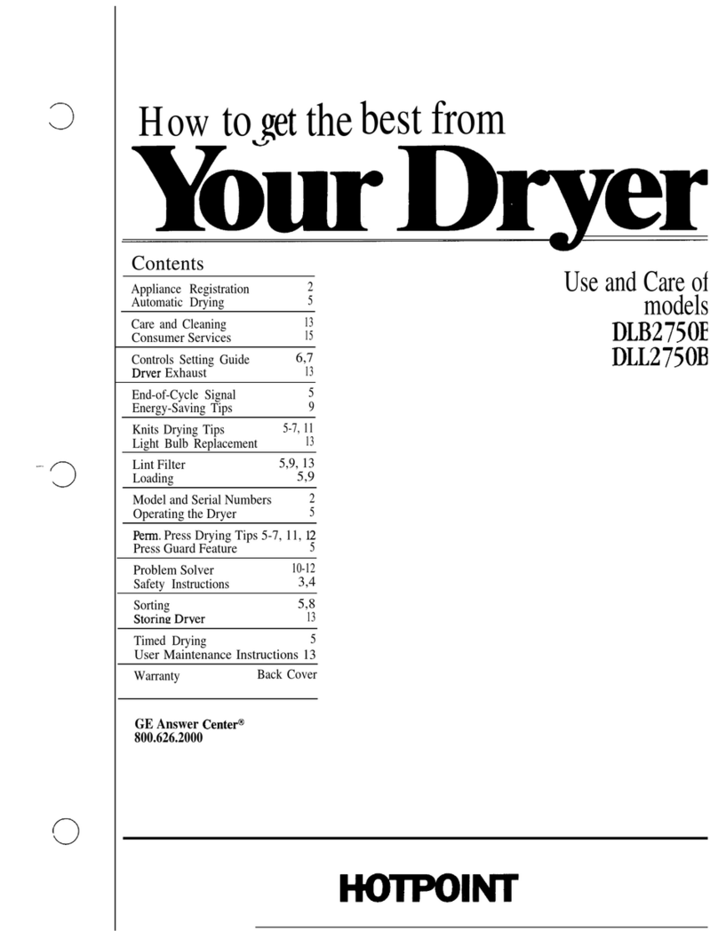 Hotpoint DLB2750B Use and care