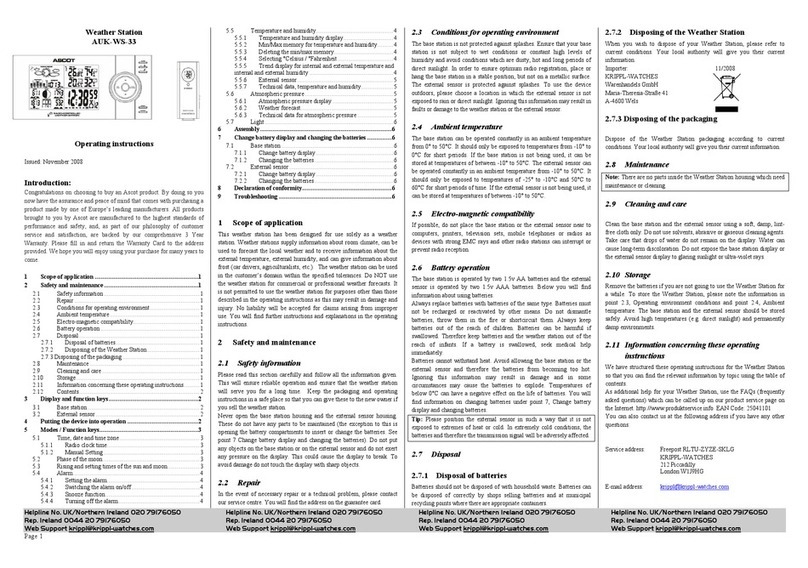 Ascot AUK-WS-33 operating instructions