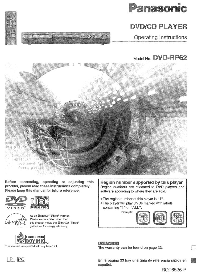 Panasonic DVDRP62 - DIG. VIDEO DISC PLAY User manual