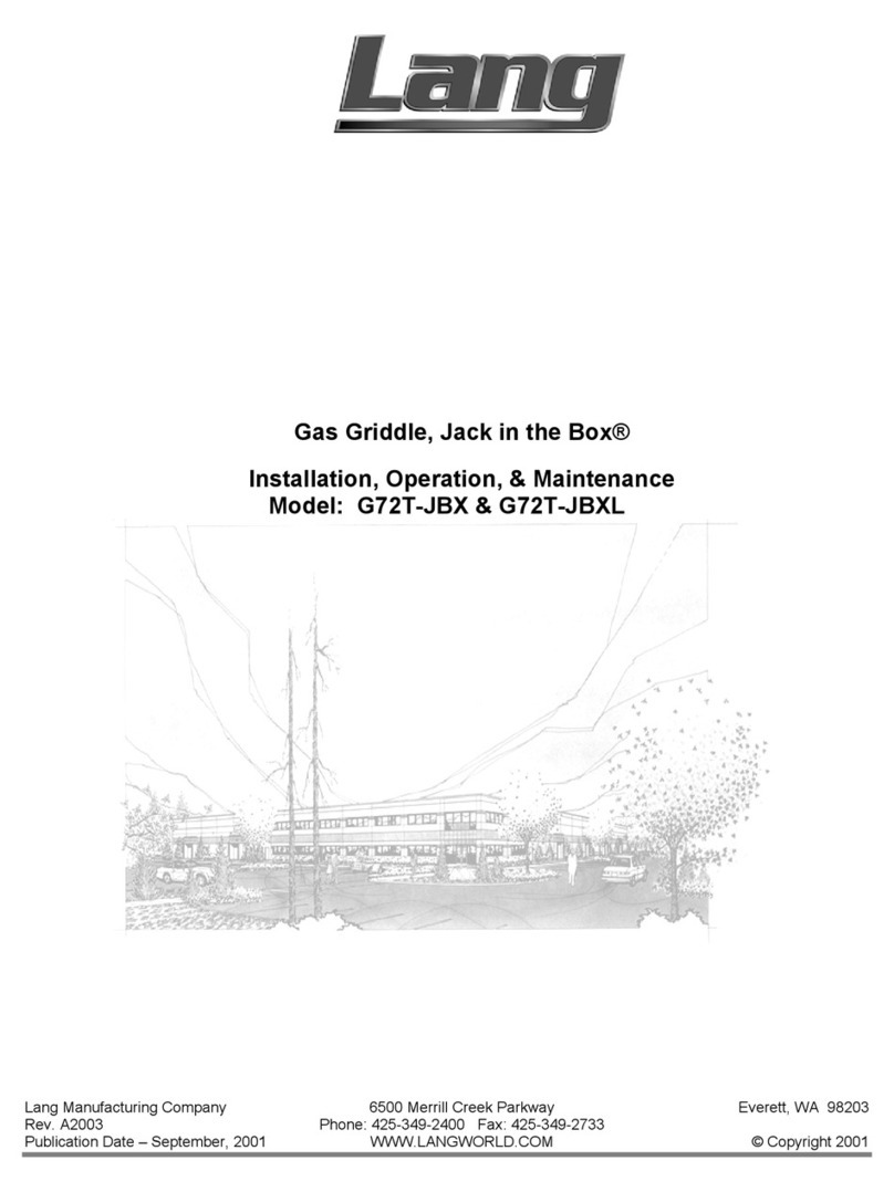 Lang G72T-JBX Installation, operation and maintenance manual