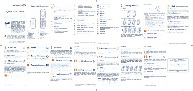 Alcatel 665 quick start guide