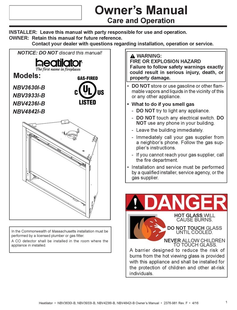 Heatilator NBV3630I-B owner's manual