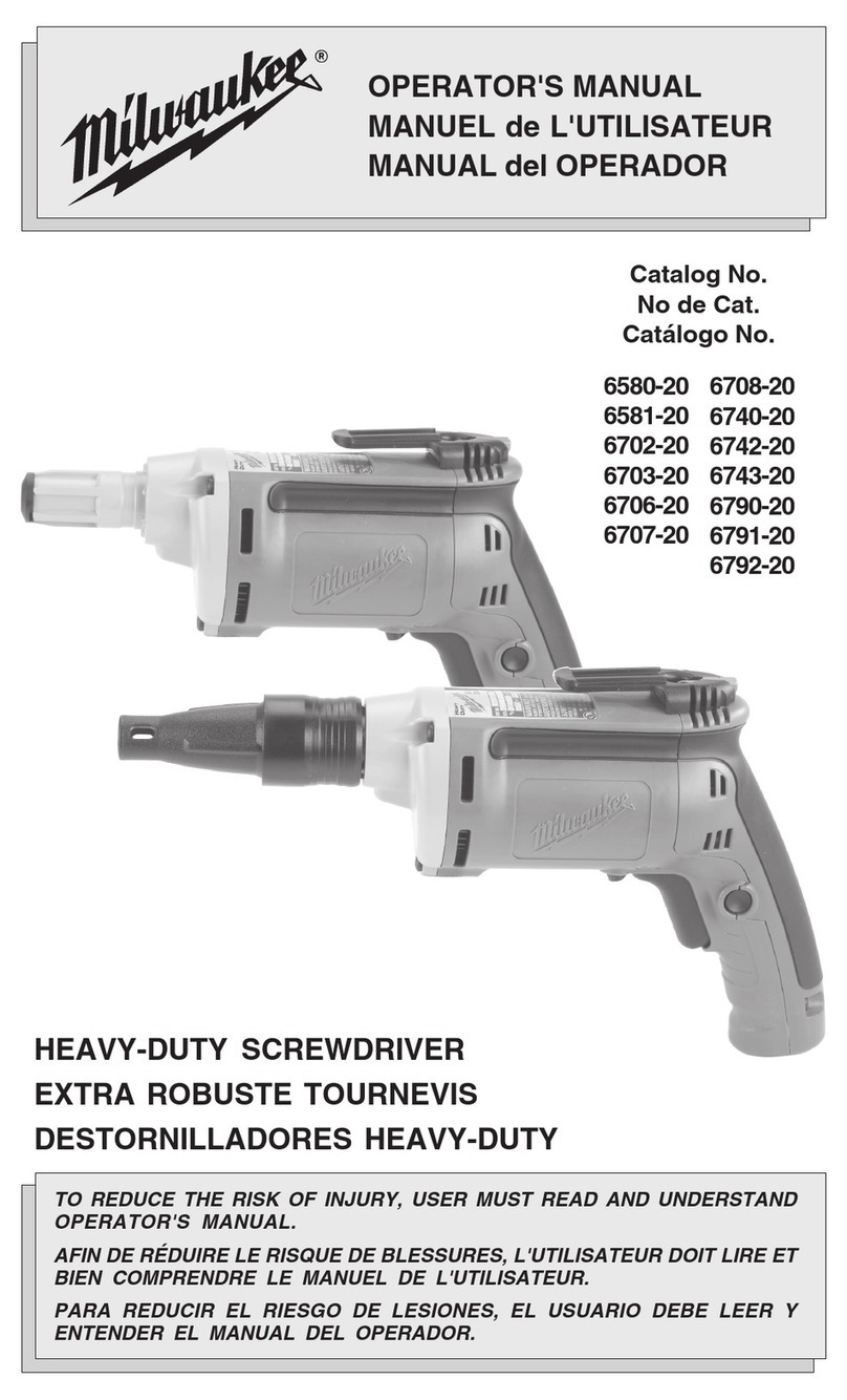 Milwaukee 580-20 Operator's manual