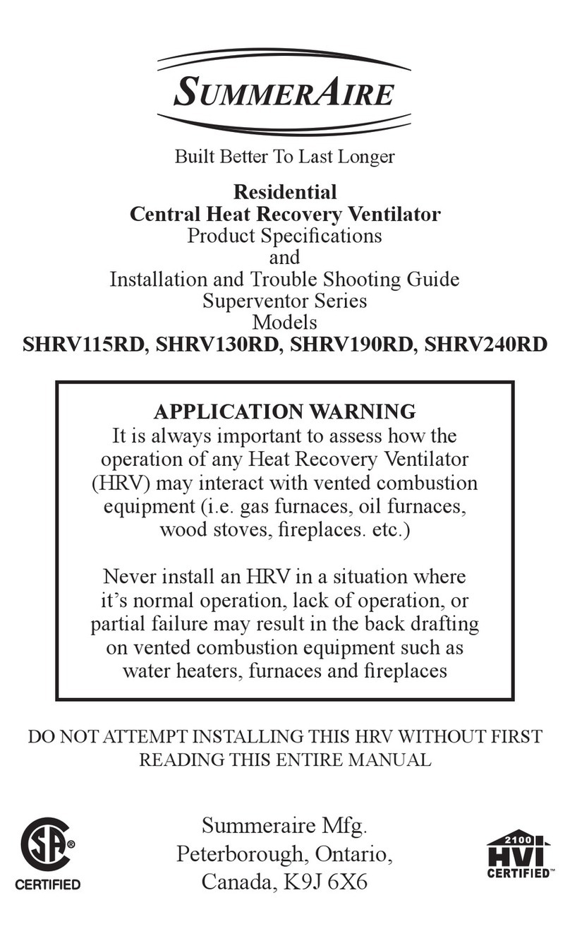 SummerAire SHRV115RD Product specifications and installation