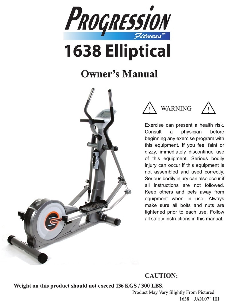Progression Fitness 1638 Elliptical owner's manual
