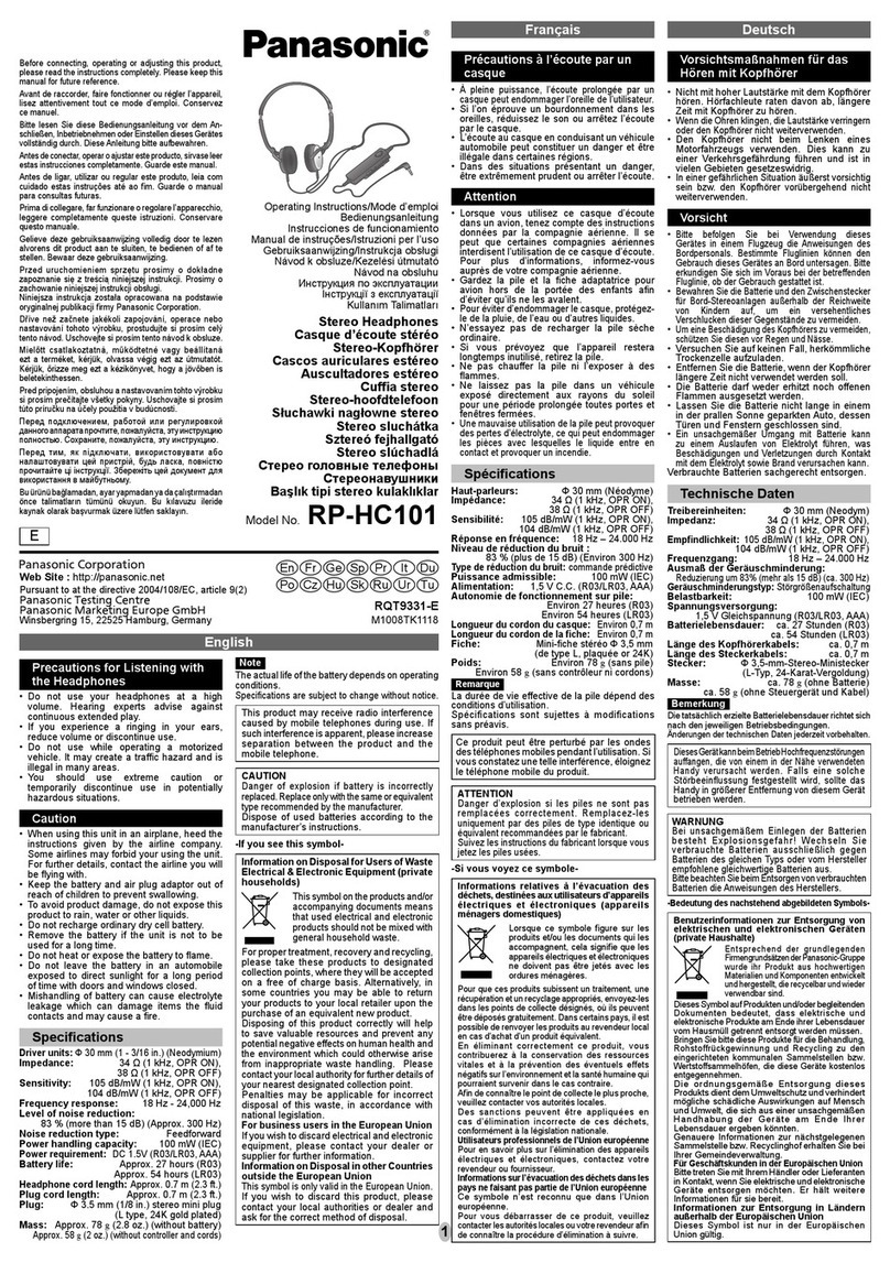 Panasonic RP-HC101 User manual