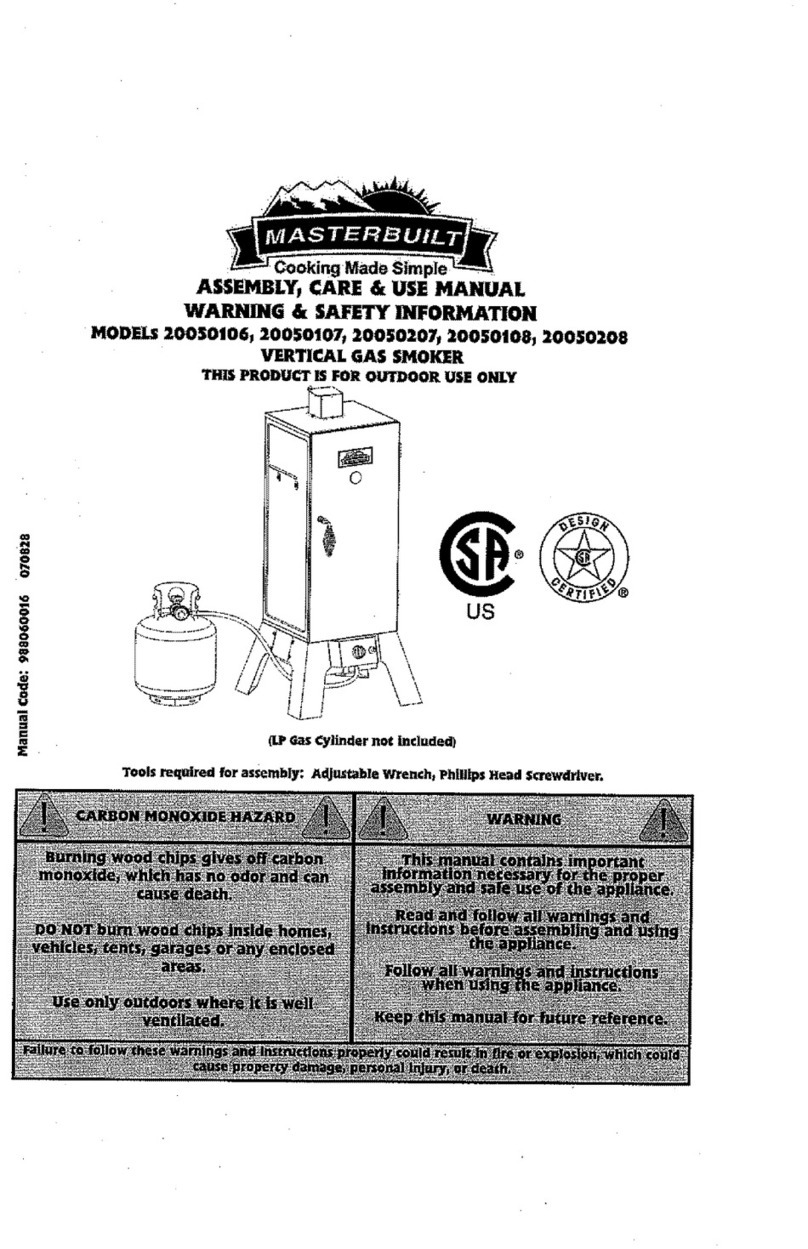 Masterbuilt 20050106 Assembly, care & use manual
