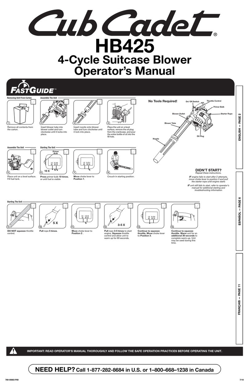 Cub Cadet HB425 User manual