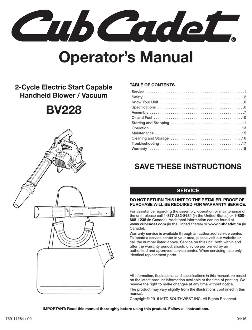 Cub Cadet BV288 Operator's manual
