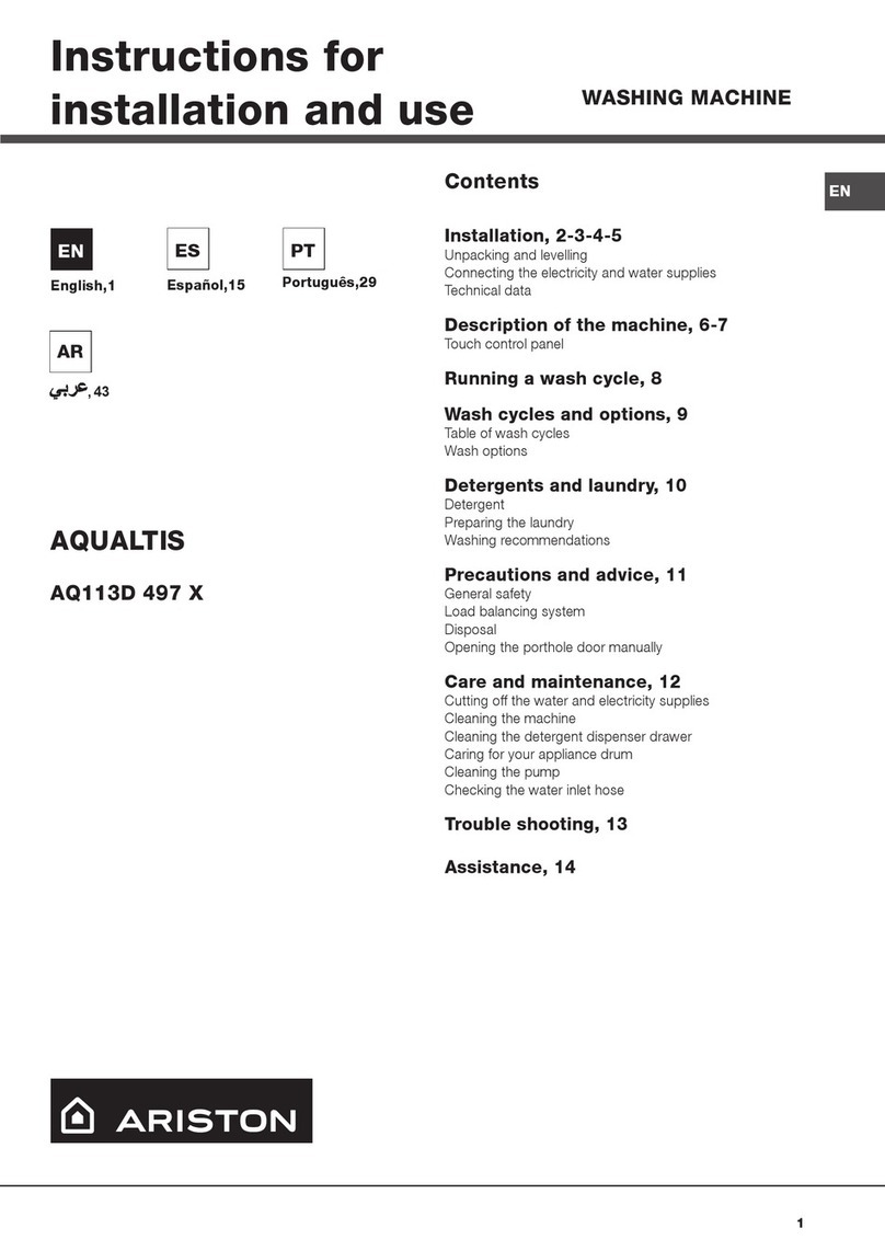 Hotpoint Ariston AQ113D 497 X Instructions for installation and use