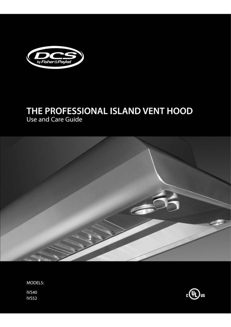 DCS Professional Island Vent Hood IVS40 Use and care guide