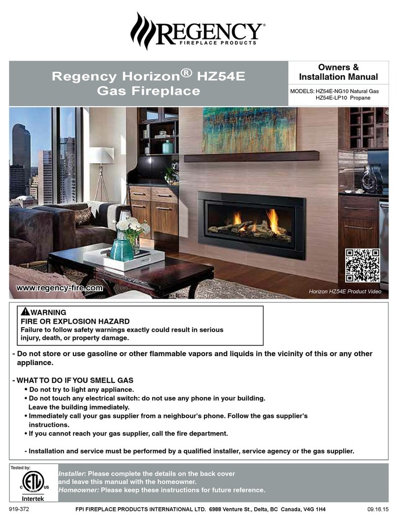 Regency HZ54E-NG10 Quick start guide Regency HZ54E-NG10 Quick start guide