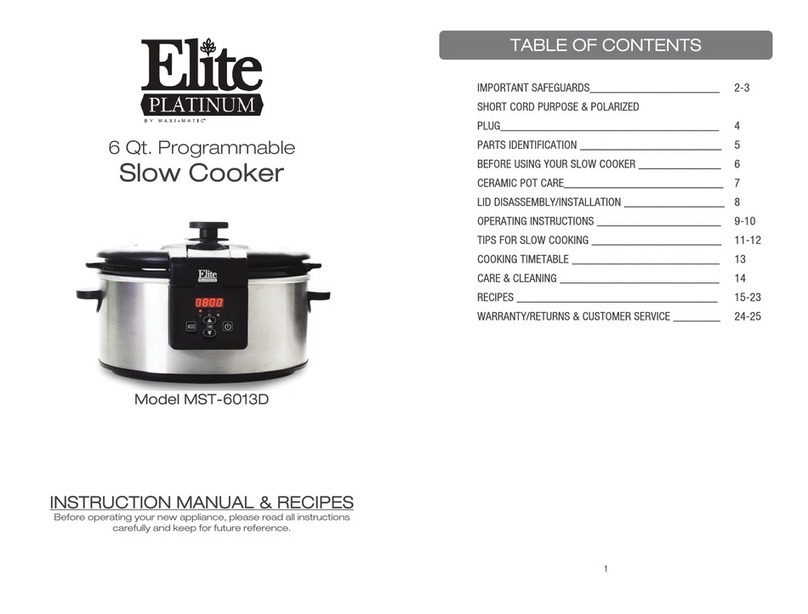 Elite Products MST-6013D Instruction manual & recipes Elite Products MST-6013D Instruction manual & recipes