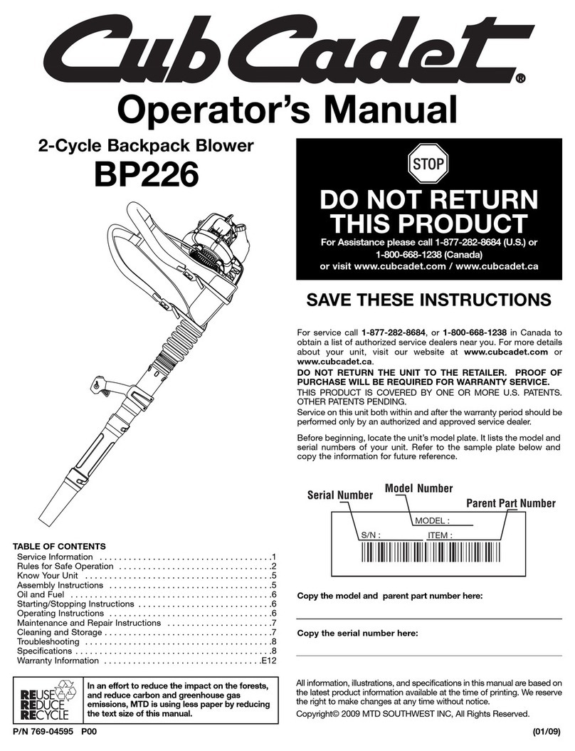 Cub Cadet BP226 User manual