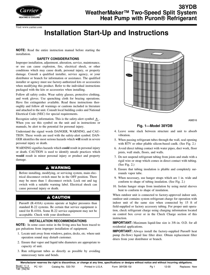 Carrier WeatherMaker 38YDB installation instructions
