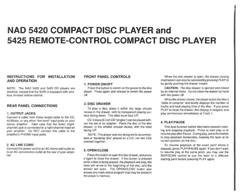 NAD 5420 User manual