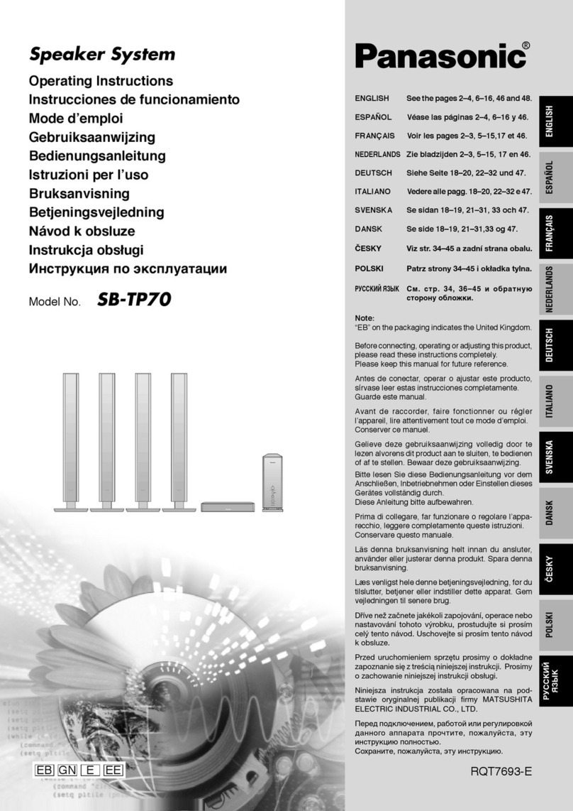 Panasonic SBTP70 - SPEAKER SYSTEM User manual