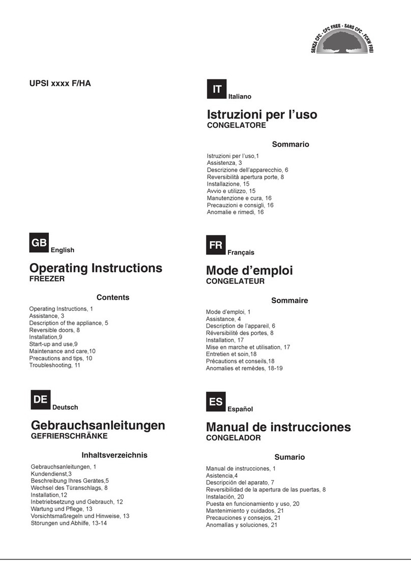 Hotpoint UPSI SERIES operating instructions