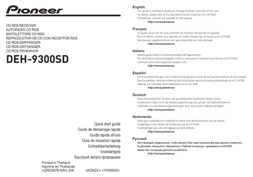 Pioneer DEH-9300SD quick start guide