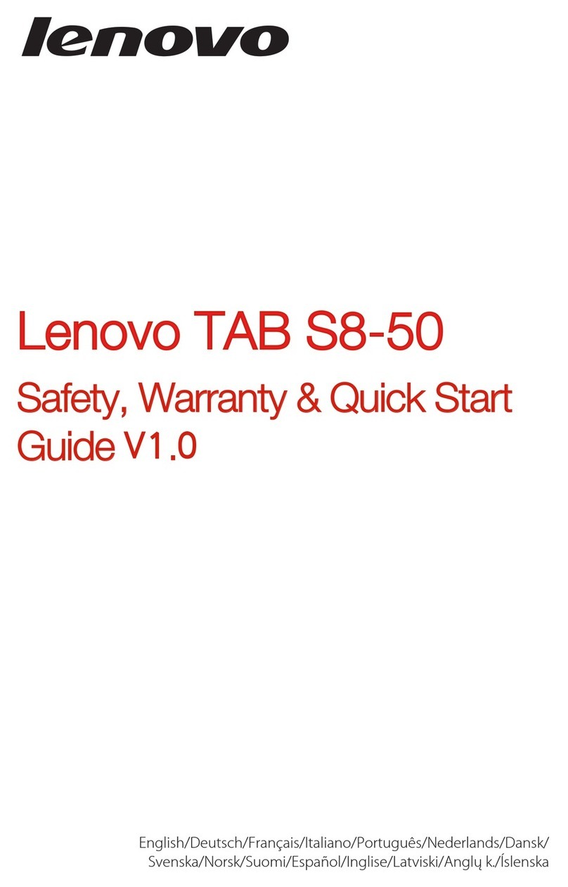 Lenovo TAB S8-50 Safety, warranty & quick start guide
