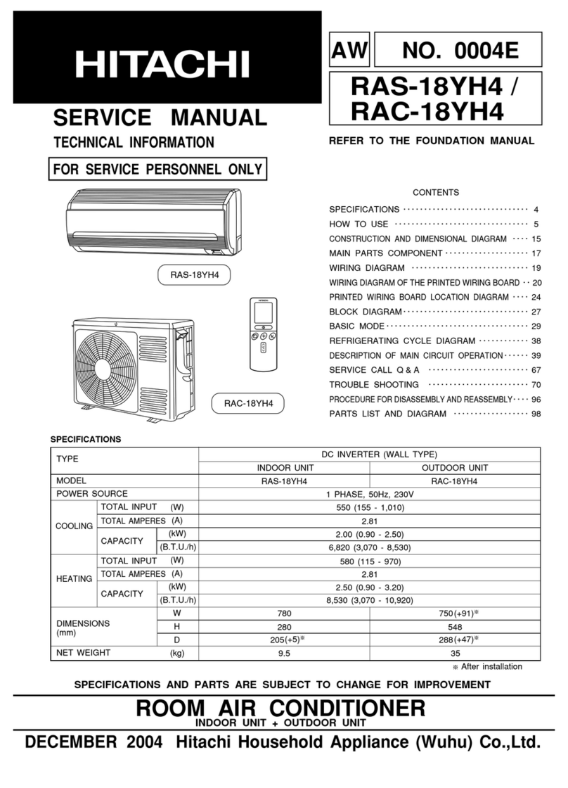 Hitachi RAS-18YH4 User manual