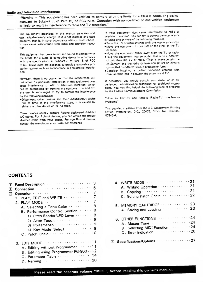 Roland JX-8P owner's manual