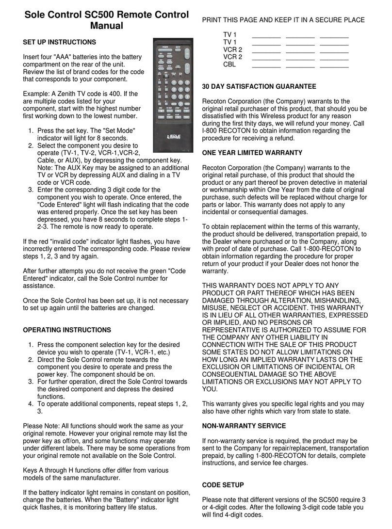Sole Control SC500 user manual