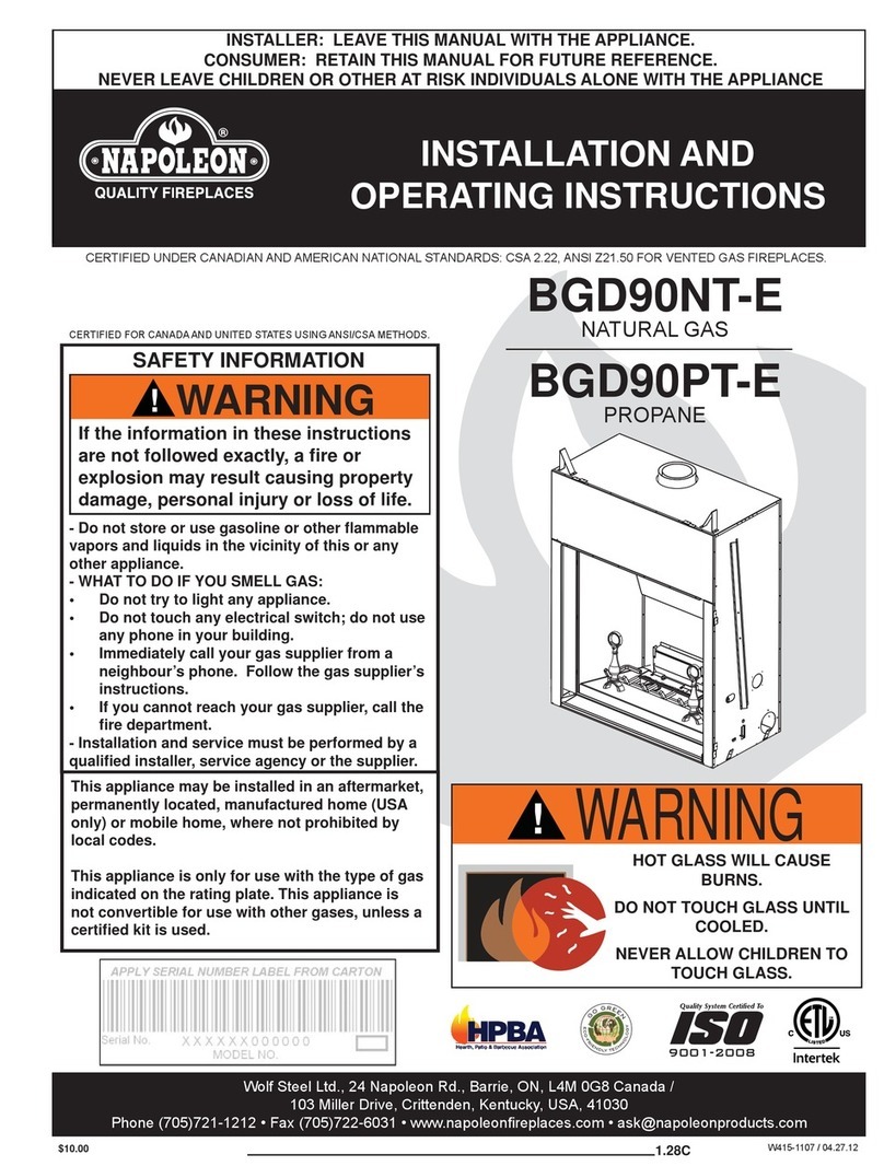 Napoleon BGD90NT-E Installation and operating instructions