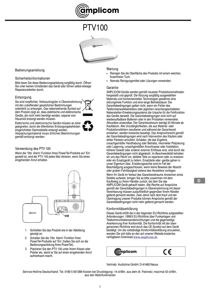 Amplicom PTV100 operating instructions