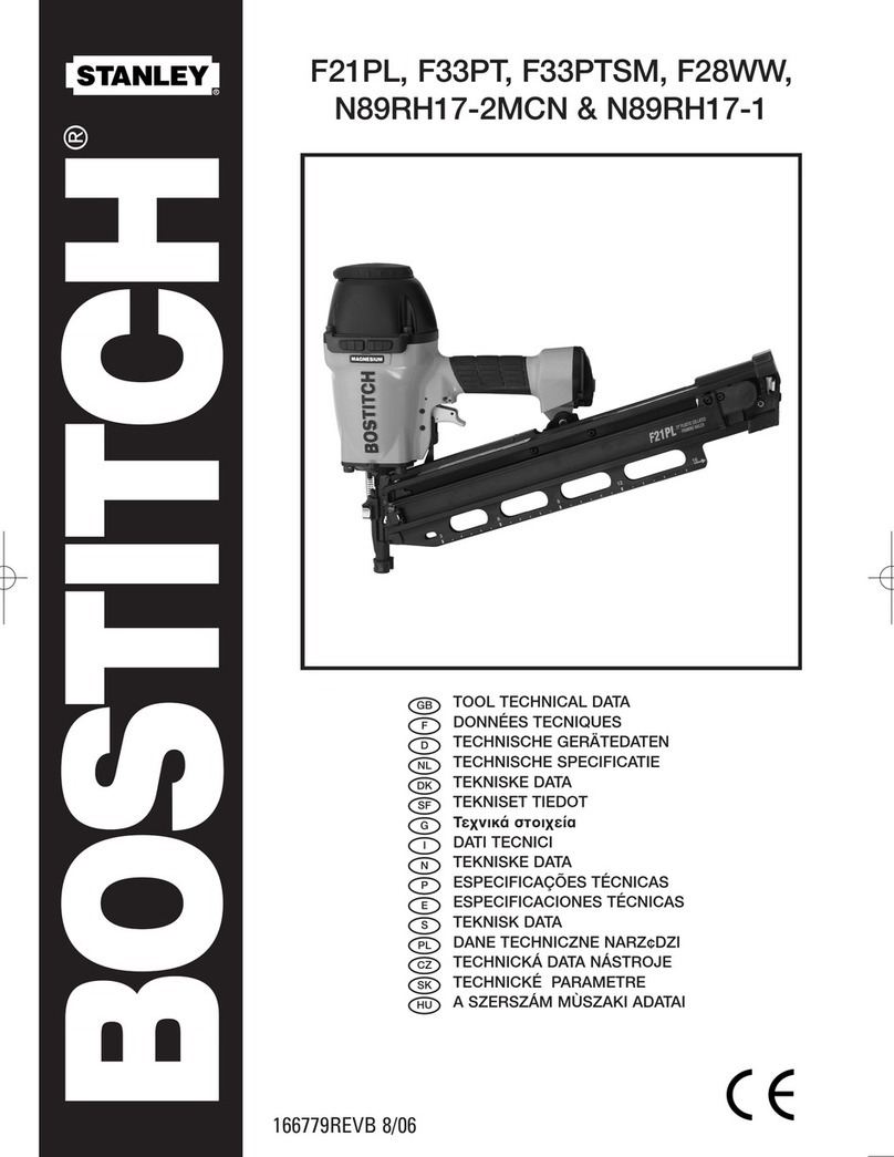 Bostitch F21PL Technical data